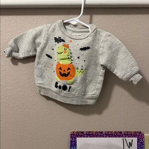 Gray Halloween Baby Sweatshirt with Pumpkin and Ghost